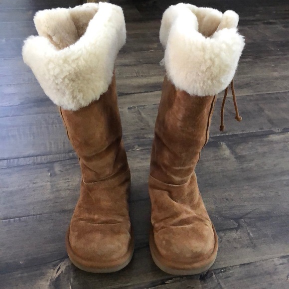 UGG Shoes - UGG Lace Side Tan Boots Size 5